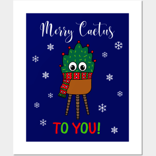 Merry Cactus To You - Christmas Cactus With Scarf Posters and Art